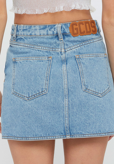 Джинсовая юбка с вышитым логотипом  GCDS - ИТАЛИЯ