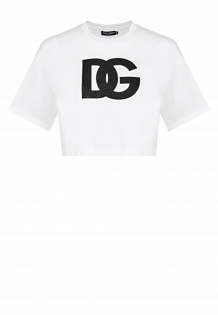 Укороченная футболка с крупным логотипом  DOLCE&GABBANA