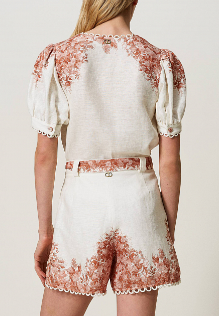 Льняная блуза с цветочными мотивами TWINSET Milano - ИТАЛИЯ