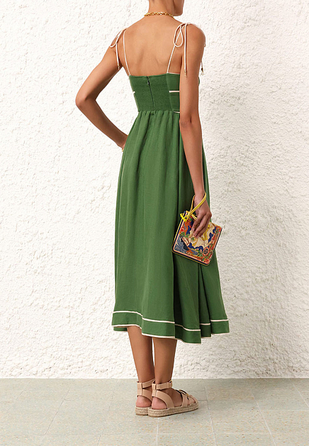 Платье ZIMMERMANN  - Лён - цвет зеленый