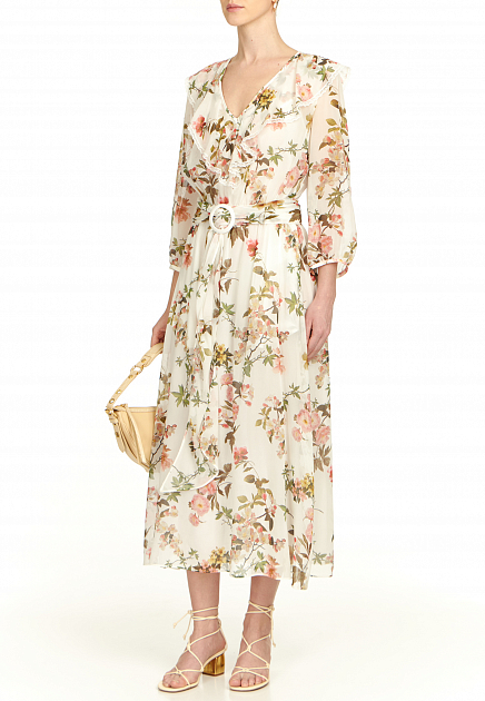 Платье из шёлка с цветочным принтом LUISA SPAGNOLI - ИТАЛИЯ