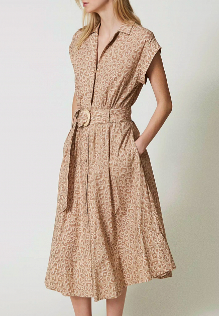 Платье миди из поплина с принтом TWINSET Milano