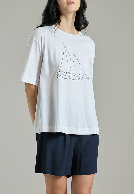 Хлопковая футболка со спущенной линией плеч COLOMBO