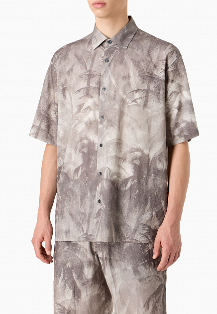 Рубашка EMPORIO ARMANI  - Хлопок, Лиоцелл - цвет серый