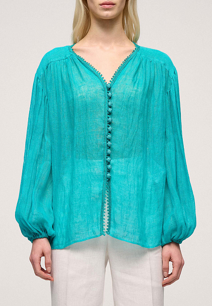 Блуза LUISA SPAGNOLI  - Лён - цвет зеленый
