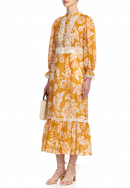 Платье с принтом пейсли из ткани рами LUISA SPAGNOLI - ИТАЛИЯ