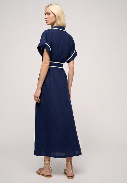 Платье LUISA SPAGNOLI  - Вискоза, Лён - цвет синий