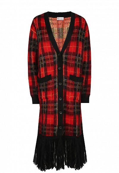Удлиненный красный кардиган с бахромой RED VALENTINO VALENTINO RED