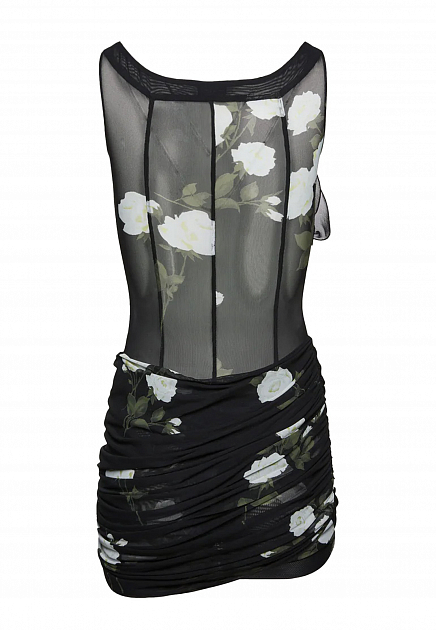 Сетчатое мини-платье с цветочной аппликацией MAGDA BUTRYM - ПОЛЬША