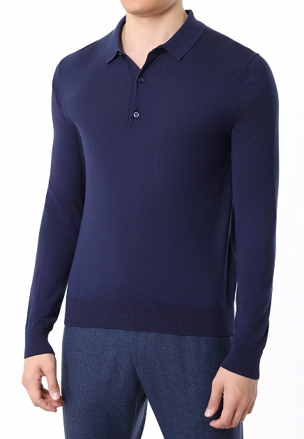 Пуловер BML Base Polo Buttons Neck Long Sleeve, 290134 BML  48 размера - цвет синий