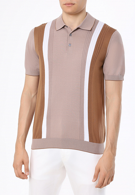 Пуловер BML Polo Buttons Neck Short Sleeve, 300074 BML  46 размера - цвет бежевый