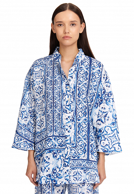 Рубашка POSITANO COUTURE BY BLITZ  - Лён - цвет синий