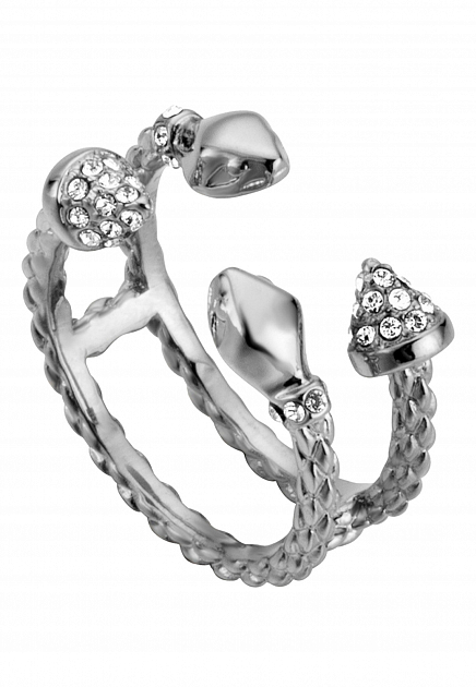 Двойное кольцо с кристаллами  JUST CAVALLI