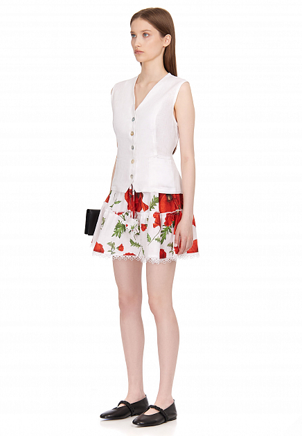 Льняная мини-юбка с принтом Poppy POSITANO COUTURE BY BLITZ - ИТАЛИЯ