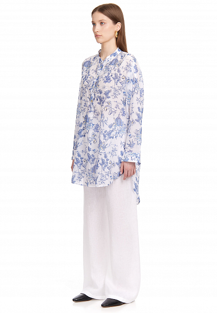 Асимметричная рубашка с флористическими мотивами POSITANO COUTURE BY BLITZ - ИТАЛИЯ