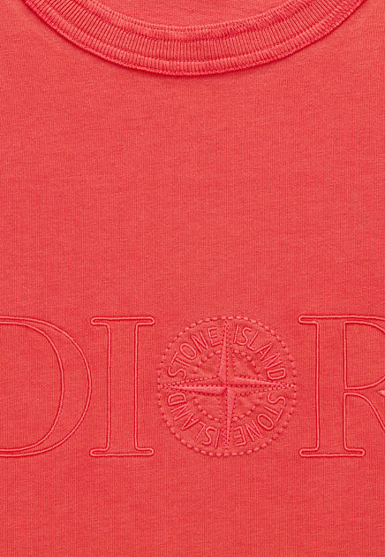 Футболка с логотипом в тон и плетеной отделкой на рукавах Dior & Stone Island - ФРАНЦИЯ