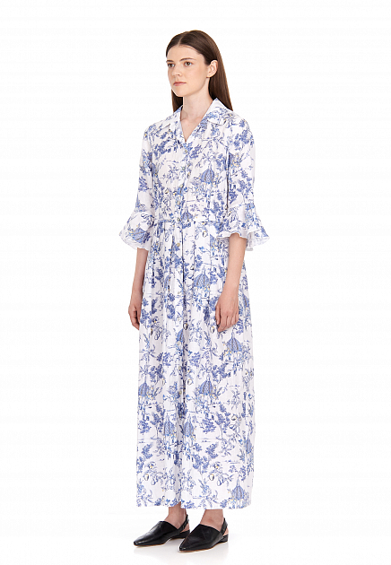 Льняное платье с флористическими мотивами POSITANO COUTURE BY BLITZ - ИТАЛИЯ
