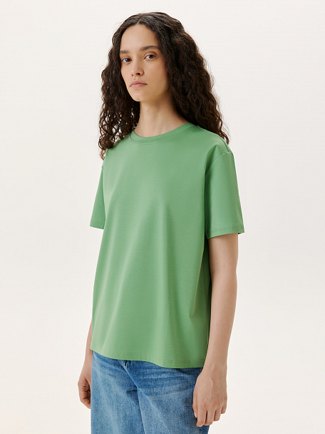 Хлопковая оверсайз футболка LUSIO  XS размера - цвет зеленый