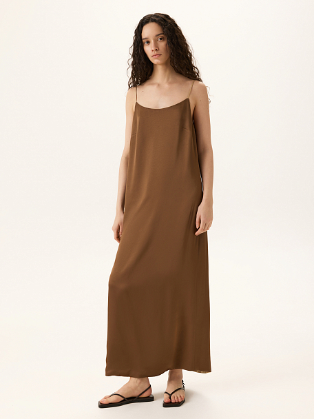 Двустороннее платье-комбинация LUSIO  S размера - цвет коричневый