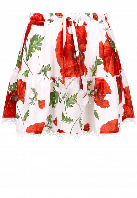 Льняная мини-юбка с принтом Poppy POSITANO COUTURE BY BLITZ