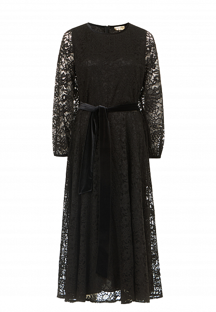 Кружевное платье с бархатным поясом ELISA FANTI