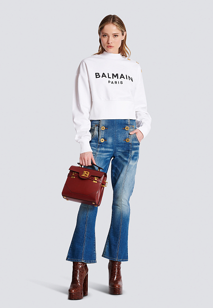 Укороченный джемпер с логотипом BALMAIN - ФРАНЦИЯ