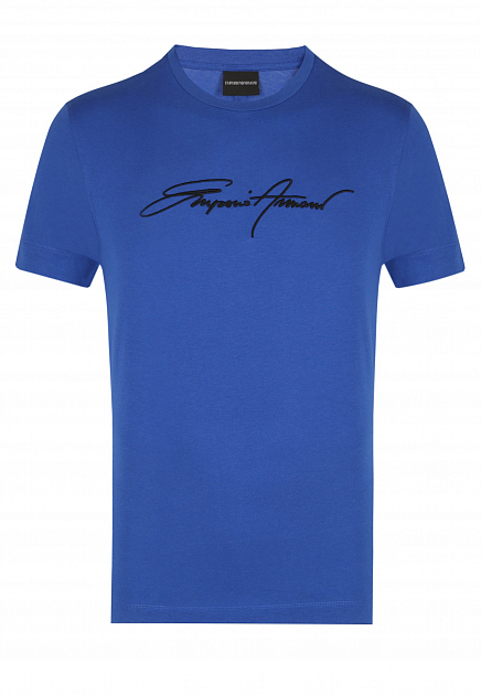 Синяя футболка из хлопка EMPORIO ARMANI
