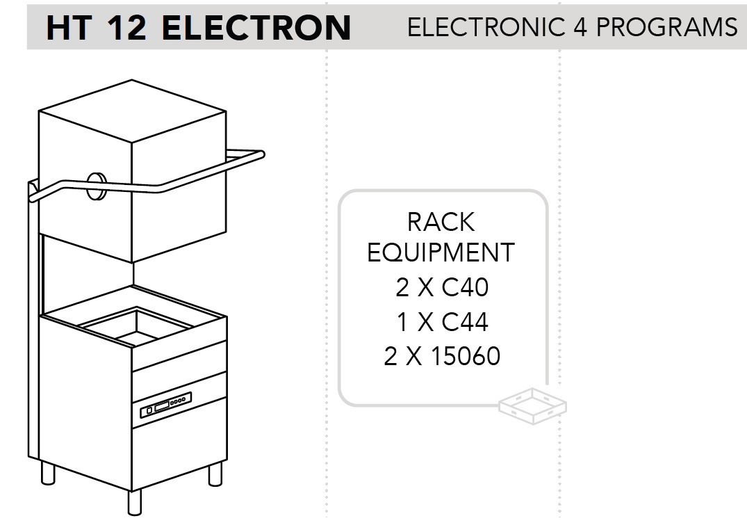 МАШИНА ПОСУДОМОЕЧНАЯ DIHR HT 12 ELECTRON+PS+СПЕЦ. НОЖКИ МОРСКАЯ ВЕРСИЯ 440В/3Ф/60ГЦ БЕЗ НЕЙТРАЛИ