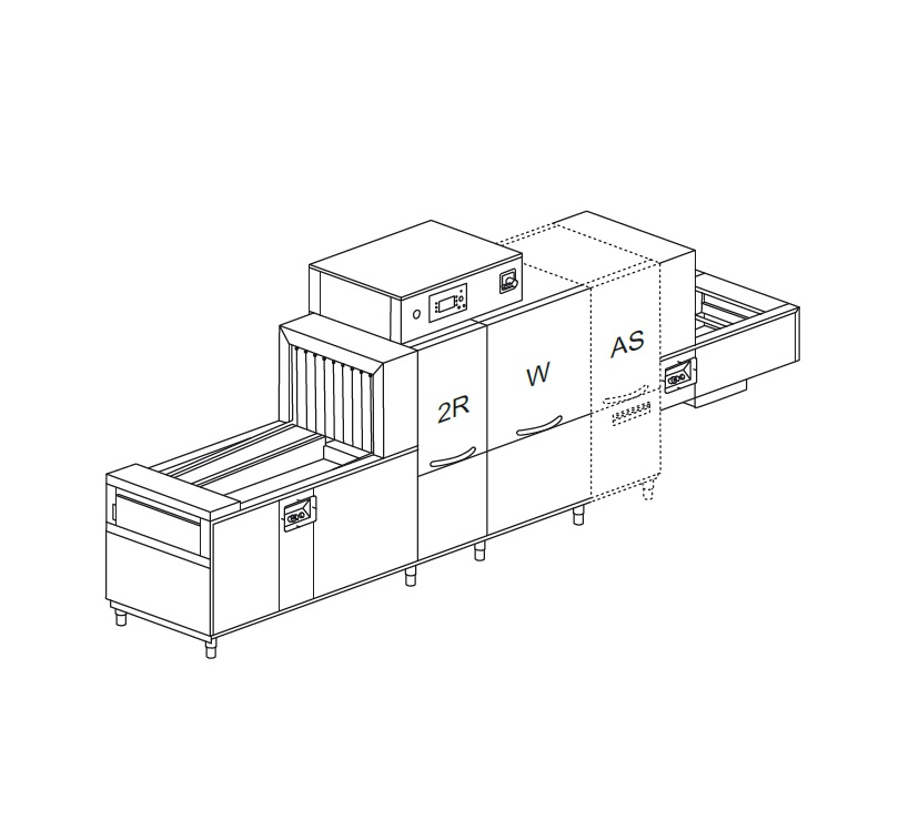 МАШИНА ПОСУДОМОЕЧНАЯ DIHR QX 246 SX+DDE+DRF69+HRF10+X-BELT+ID+U-AIR/3 ЧАСТИ