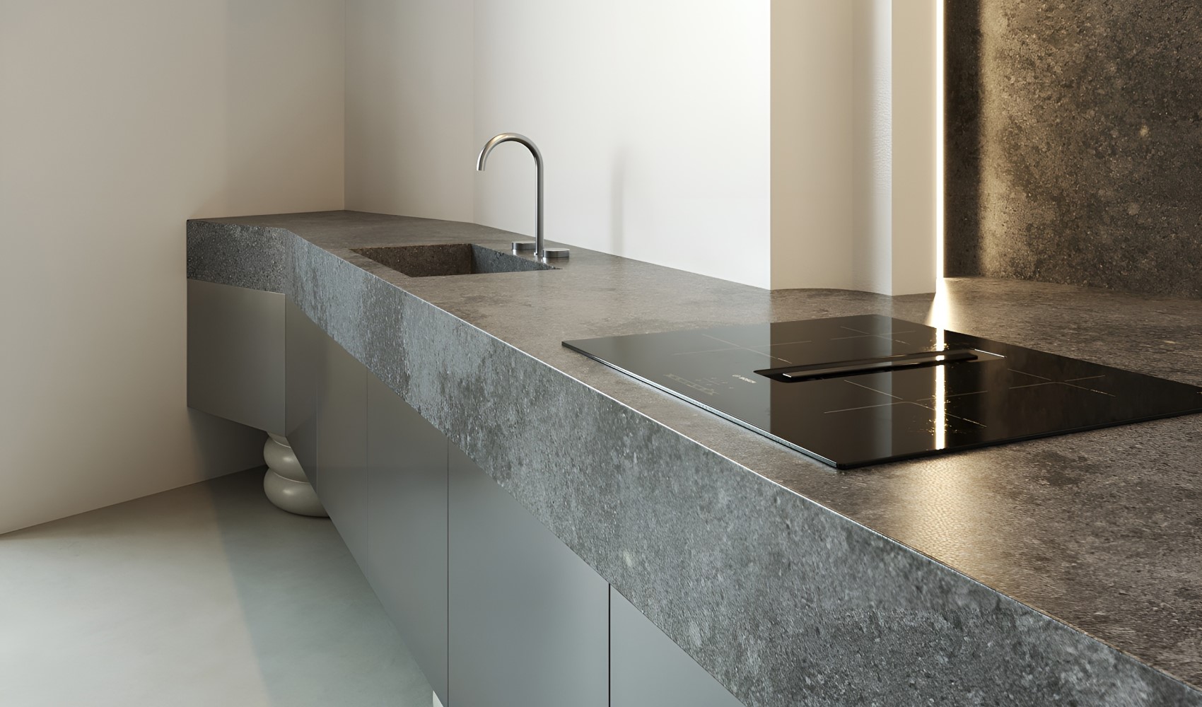 Функциональные поверхности из кварцевого агломерата Sesame Grey