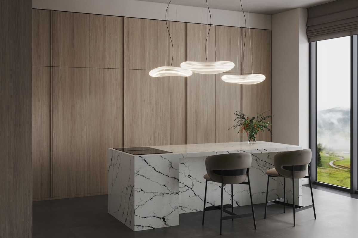 Интерьер с кварцевым агломератом Calacatta Star
