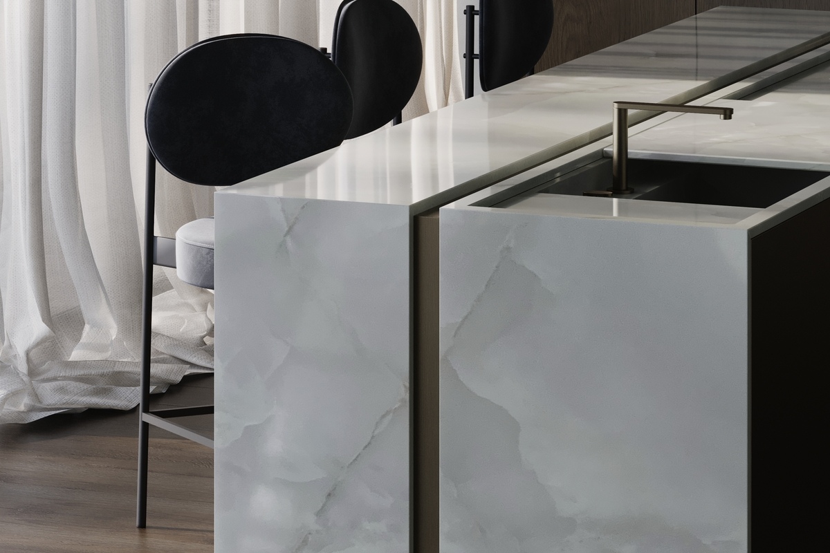 Кухонная столешница из кварцевого агломерата Onyx Bianco