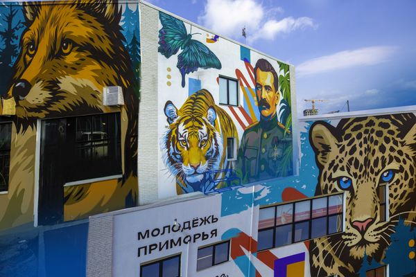 «Не перевернулся бы точно!»: Уличные художники — о мурале с Арсеньевым, которого приняли за Сталина