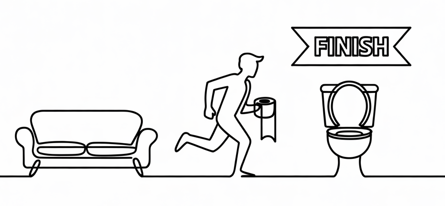 Старт – диван, финиш – унитаз