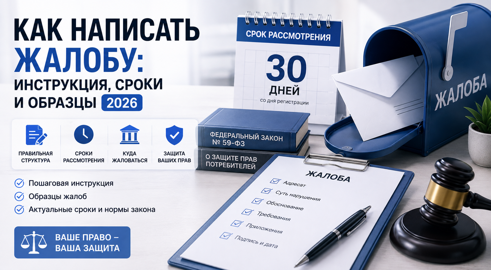 Как написать жалобу: инструкция, сроки и образцы (2026)