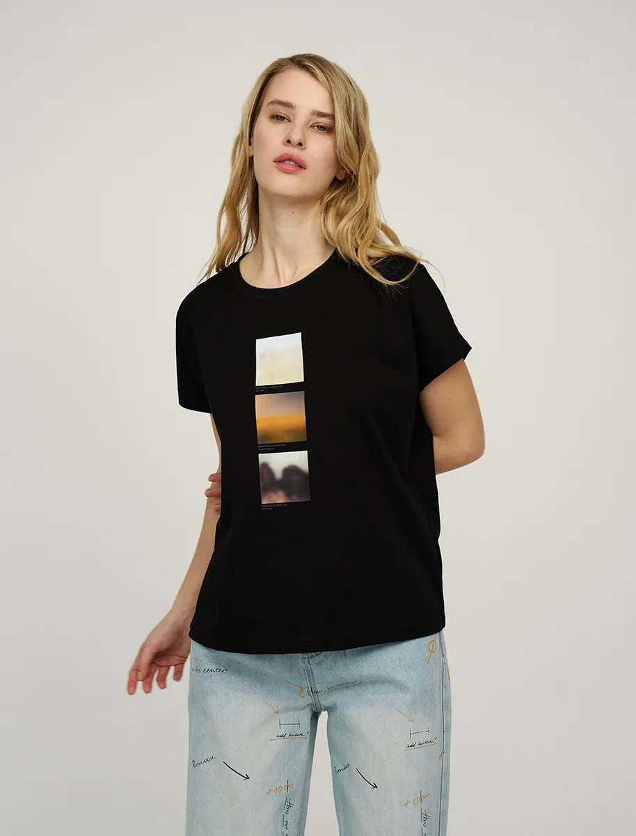 HASS FASHION — Футболка с фотопринтом «три кадра», чёрная