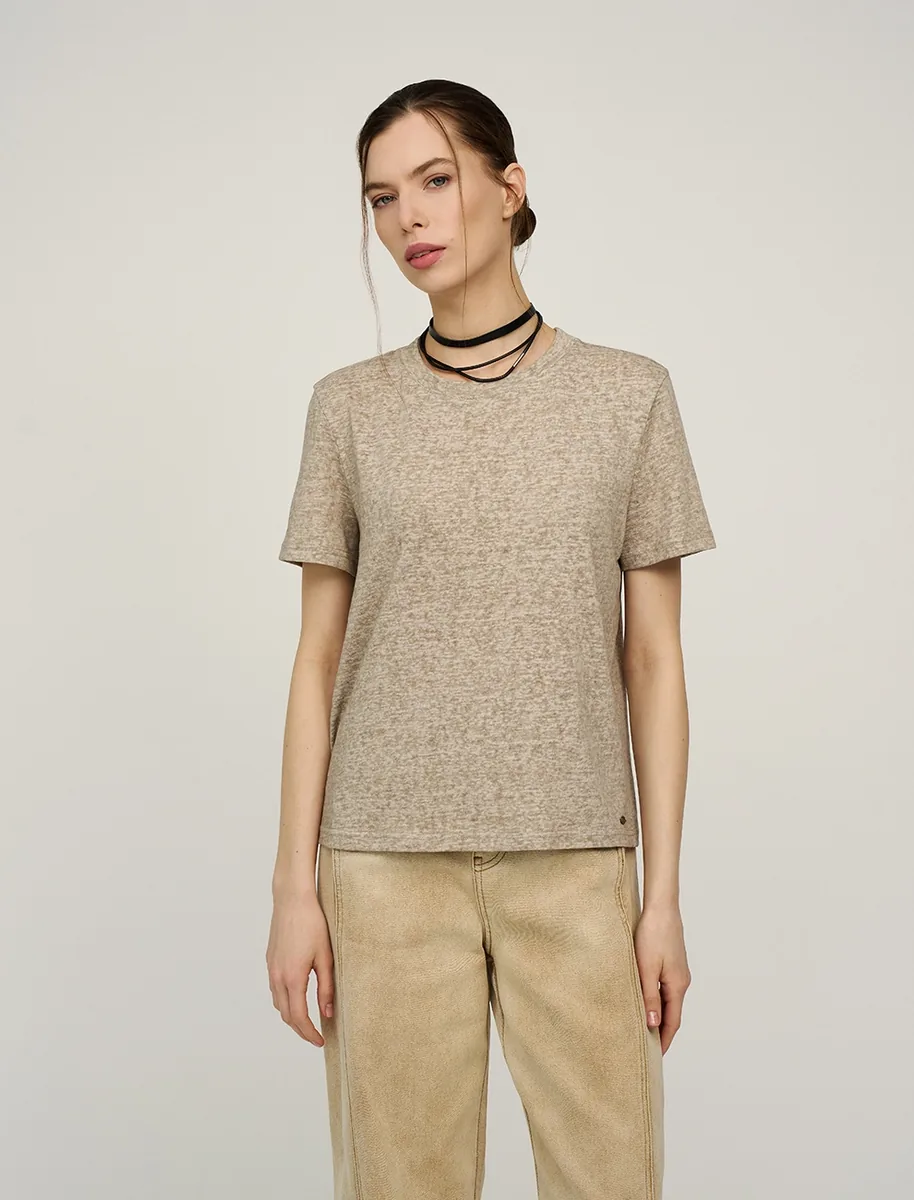 HASS FASHION — Футболка базовая меланж, овсяный беж