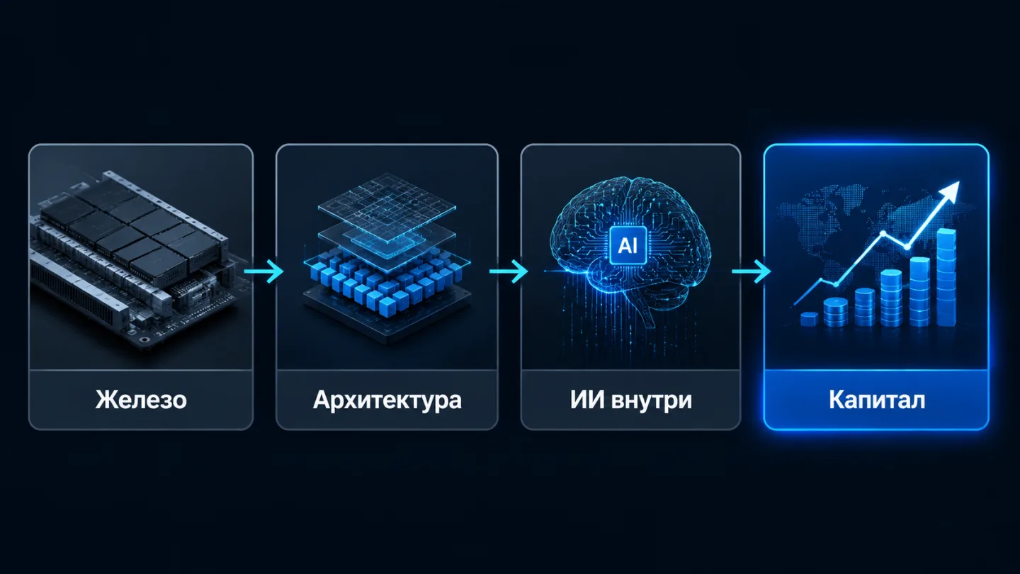 type=diagram | about=четыре составляющих сделки Micron и Anthropic | steps=Поставки памяти -> Совместная разработка архитектуры -> Claude внутри Micron -> Инвестиции в раунд H | labels=Железо, Архитек