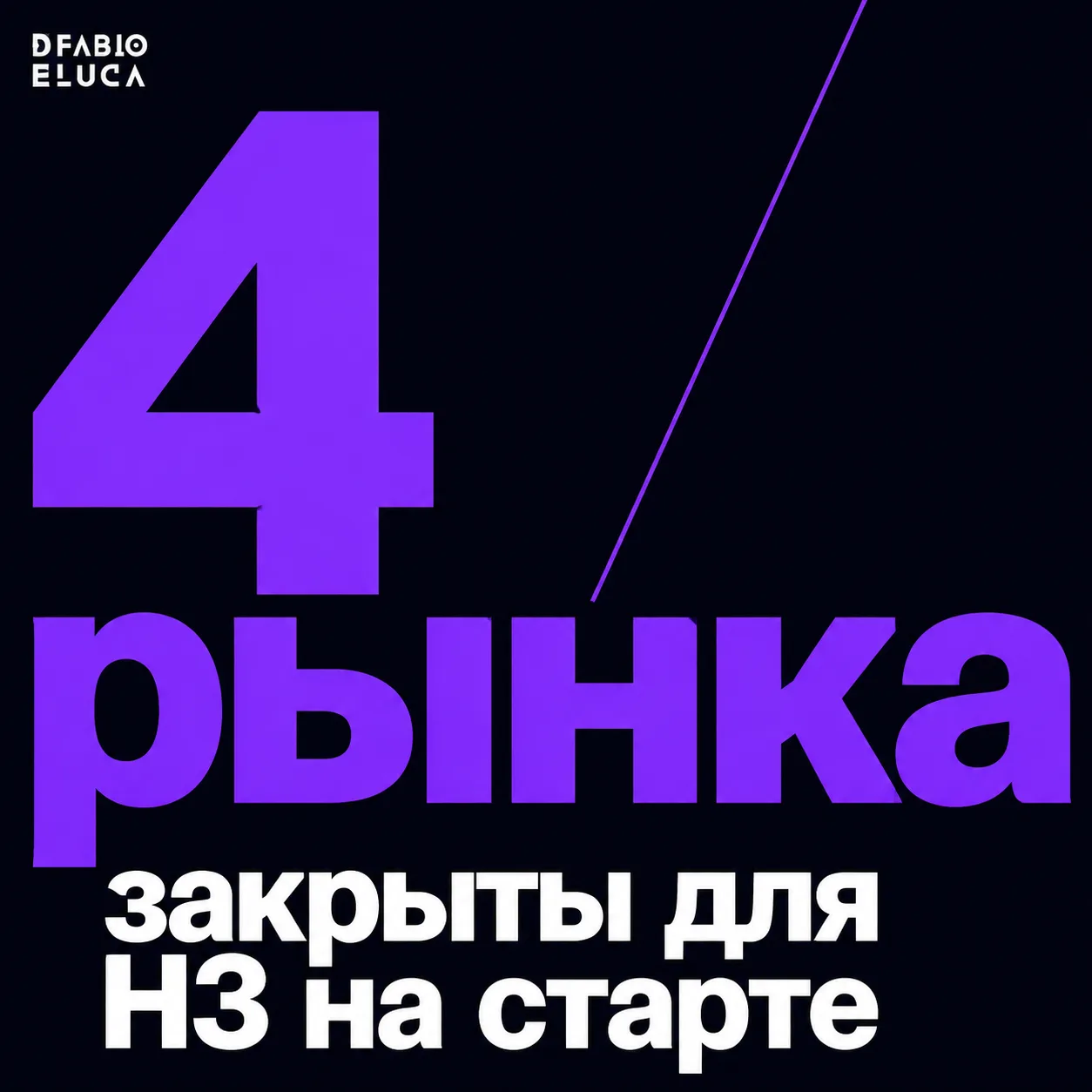 type=stat_card | stat=4 рынка | caption=закрыты для H3 на старте | visual=dark background #020715, violet accent #8D36F9, Montserrat bold, stark and tense mood, no decorative elements