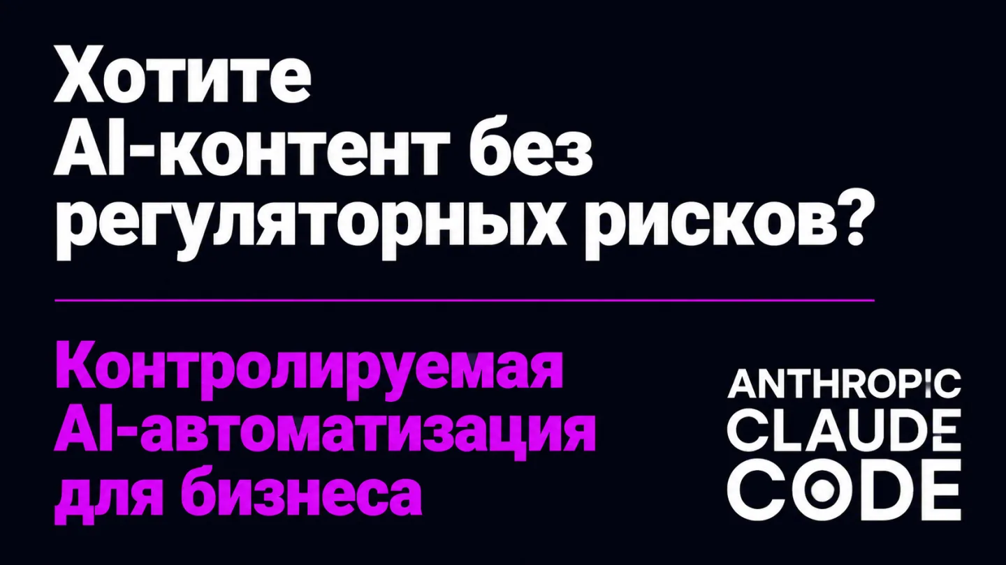 type=cta | about=внедрение ИИ-автоматизаций для бизнеса с учётом регуляторных требований и прозрачного AI-контента | hook=Хотите AI-контент без регуляторных рисков?