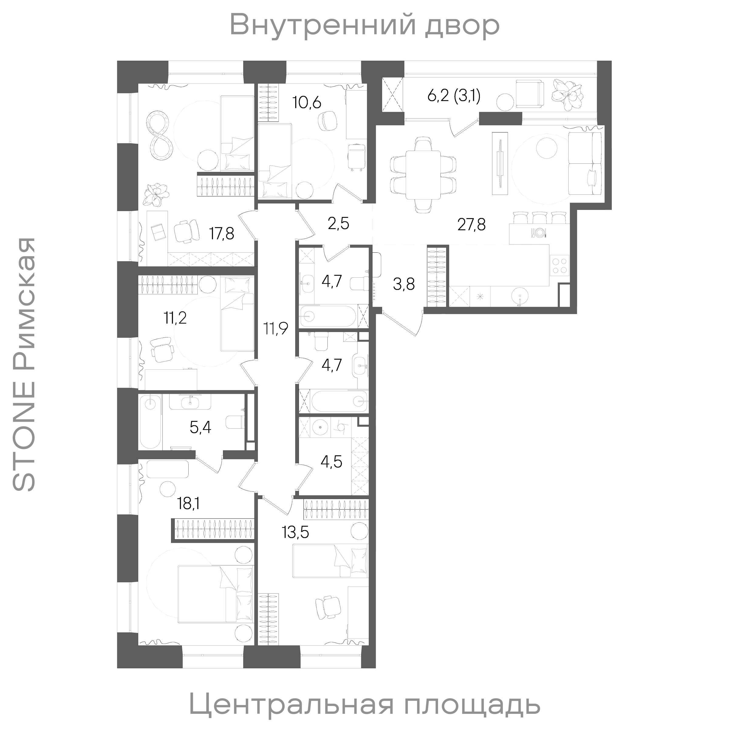 План лота: 5 cпален
