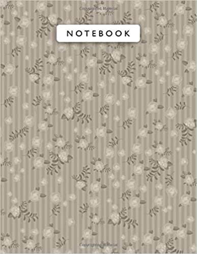 okumak Notebook Khaki (Web) Color Small Vintage Rose Flowers Mini Lines Patterns Cover Lined Journal: 21.59 x 27.94 cm, College, 8.5 x 11 inch, Wedding, Work List, A4, Journal, 110 Pages, Monthly, Planning