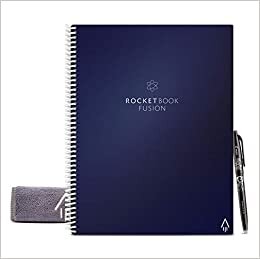 okumak (Letter, Midnight Blue) - Rocketbook Fusion Smart Reusable Notebook - Calendar, To-Do Lists, and Note Template Pages with 1 Pilot Frixion Pen &amp; 1 Microfiber Cloth Included - Midnight Blue Cover, Letter Size (22cm x 28cm )