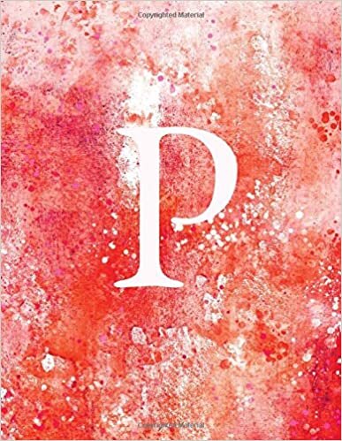 okumak P: Monogram Initial P Notebook for Women and Girls-Distressed Pink Orange and White-120 Pages 8.5 x 11