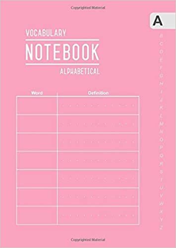 okumak Vocabulary Notebook Alphabetical: B6 Small Notebook 2 Columns with A-Z Tabs Printed | Smart Design Light Pink