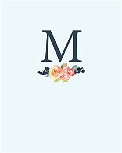 okumak M: 110 Dot-Grid Pages | Monogram Journal and Notebook with a Classic Light Blue Background of Vintage Floral Watercolor Design | Personalized Initial Letter Journal | Monogramed Composition Notebook