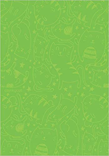 okumak 7&quot; x 10&quot; Rich Lemon Lime Grid Minimalist Cat Pattern Notebook: Large (17.78 x 25.4 cm) Simple Minimal Bright Yellow Green Kitty Kitten Journal in ... (50 Leaves or Sheets) and 5 mm Line Spacing