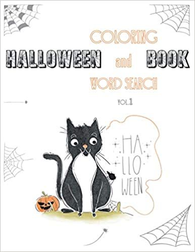 okumak Halloween Coloring and Word Search Book: Activity Book for Kids and Toddlers | incl. Black Pages for Gold Silver Sparkly Glitter Pens | vol.1 | Cat Design