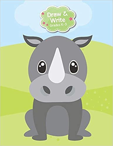 okumak Draw And Write Grades K-3: Baby Rhino Rhinoceros Primary Story Journal: Dotted Midline and Picture Space Practice Writing Letters Composition ... Book 110 Pages Glossy Fun For Boys or Girls