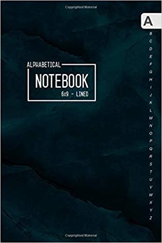 okumak Alphabetical Notebook 6x9: Medium Lined-Journal Organizer with A-Z Tabs Printed | Marble Teal Black Design